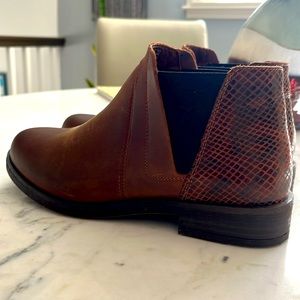 Clarks medium brown leather ankle boots.  Worn less than 5 times